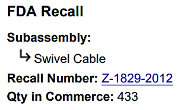 Subassembly Recall Detail Example